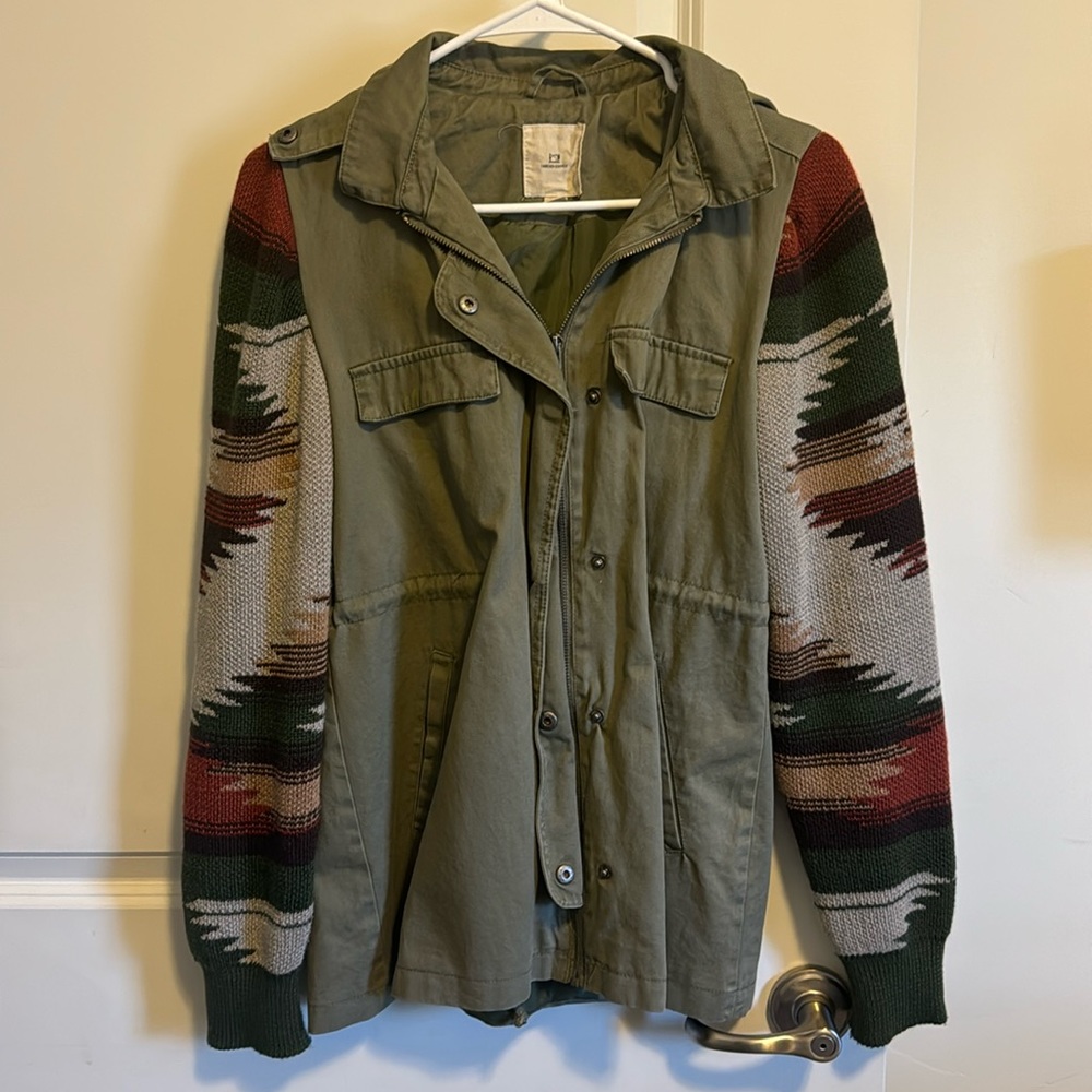 Utility Jacket with Knitted Sleeves